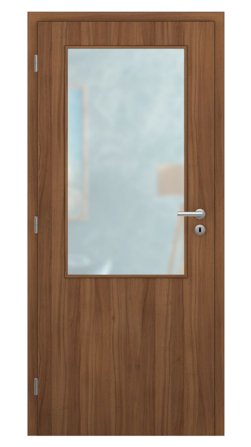 DPO - Požárně odolné / DPOC S2 - požární prosklené 2/3 / CPL - ořech / Satinato pískované protipožární