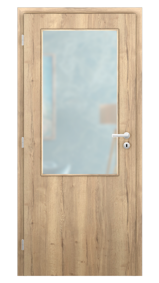 DPO - Požárně odolné / DPOC S2 - požární prosklené 2/3 / CPL SOLO 3D - dub halifax / Satinato pískované protipožární