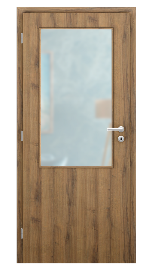 DPO - Požárně odolné / DPOC S2 - požární prosklené 2/3 / CPL SOLO 3D - dub sherman / Satinato pískované protipožární