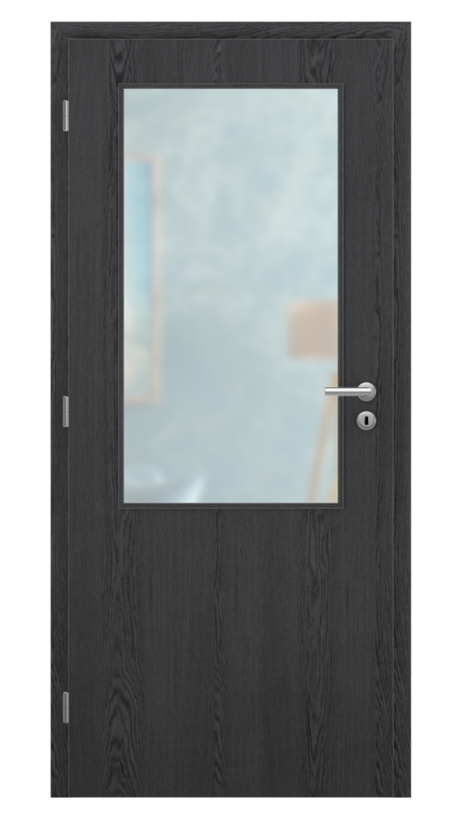 DPO - Požárně odolné / DPOB S2 - požární prosklené / SOLO STRUKTUR - dub dark grey / Satinato pískované protipožární