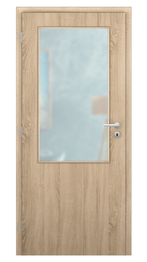 DPO - Požárně odolné / DPOB S2 - požární prosklené / SOLO STRUKTUR - dub sonoma / Satinato pískované protipožární