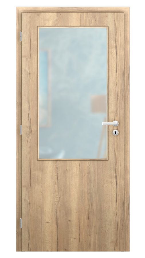 DPO - Požárně odolné / DPOB S2 - požární prosklené / CPL SOLO 3D - dub halifax / Satinato pískované protipožární